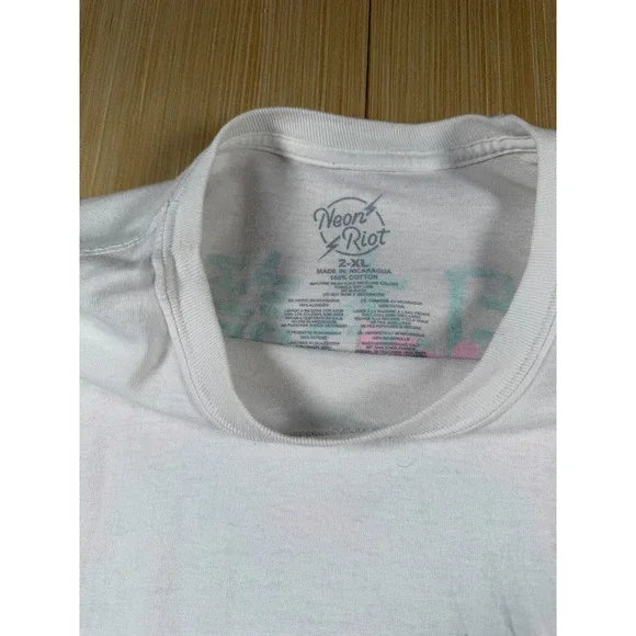 Neon Riot Shirt Mens 2XL White Japanese Dragon Graphic Print Cotton Streetwear - Picture 3 of 6